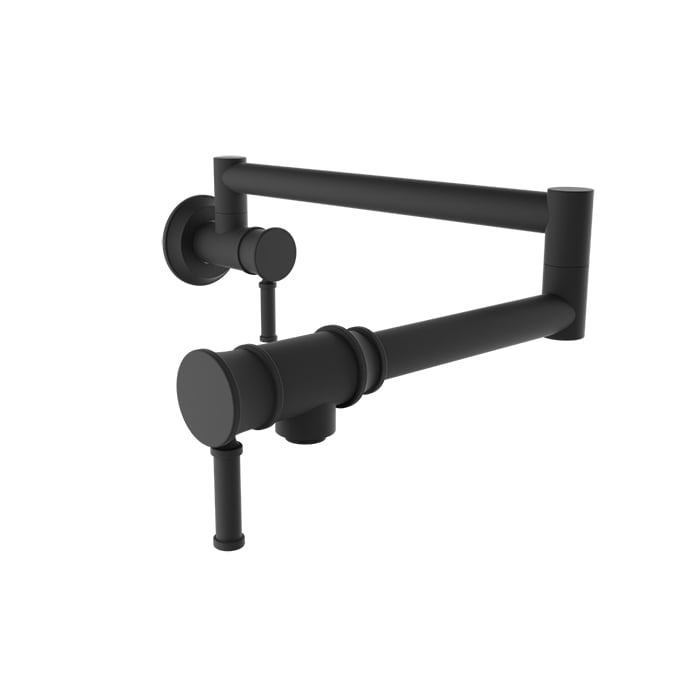 Baril VILLA Single-Hole Wall-Mounted Pot Filler with Two Handles CUI-4230-00L in Matte Black