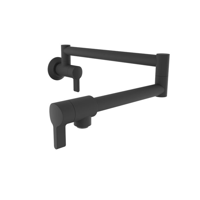 Baril ARTE Single-Hole Wall-Mounted Pot Filler with Two Handles CUI-4293-00L in Matte Black