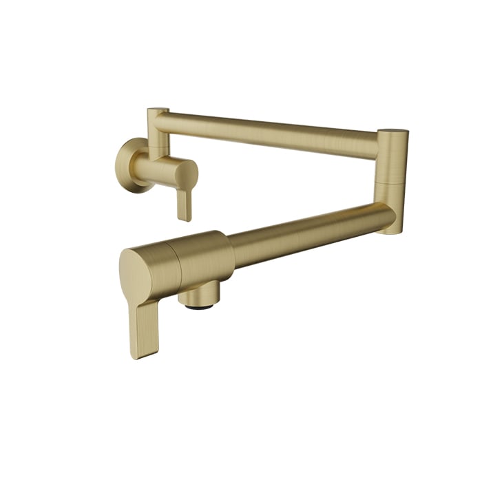 Baril ARTE Single-Hole Wall-Mounted Pot Filler with Two Handles CUI-4293-00L in Satin Brass