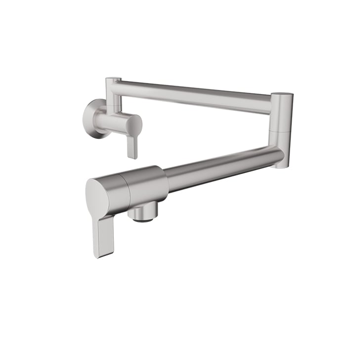 Baril ARTE Single-Hole Wall-Mounted Pot Filler with Two Handles CUI-4293-00L in Stainless Steel