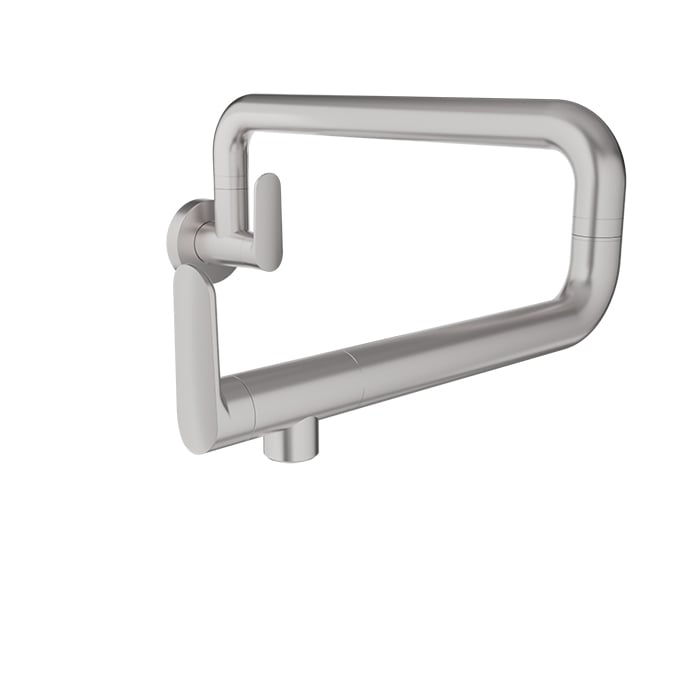 Baril NOX Stainless Steel Single-Hole Wall-Mounted Pot Filler with Two Handles CUI-4296-00L in Natural Stainless Steel