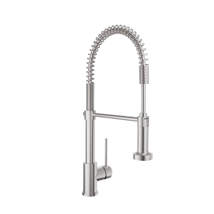 Baril TECH Industrial Style Single-Hole Kitchen Faucet with 2-function Spray CUI-9181-47L in Stainless Steel