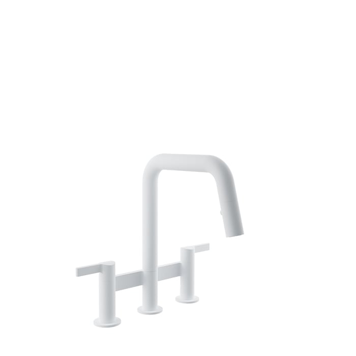Baril VISION IV Bridge Kitchen Faucet with 2-function Pull-Down Spray CUI-9220-02L in White
