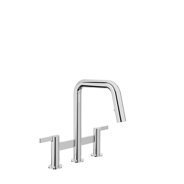 Baril VISION IV Bridge Kitchen Faucet with 2-function Pull-Down Spray CUI-9220-02L in Chrome