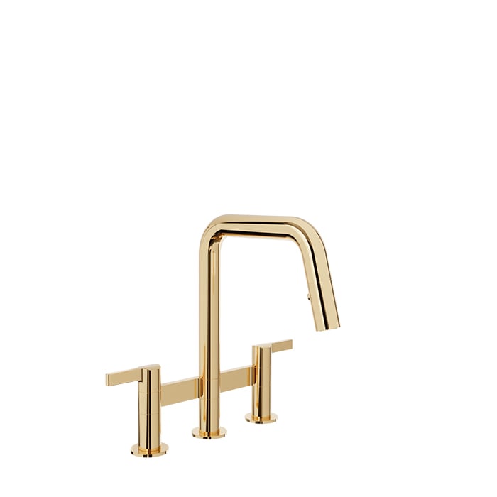 Baril VISION IV Bridge Kitchen Faucet with 2-function Pull-Down Spray CUI-9220-02L in Gold