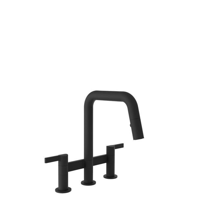 Baril VISION IV Bridge Kitchen Faucet with 2-function Pull-Down Spray CUI-9220-02L in Matte Black