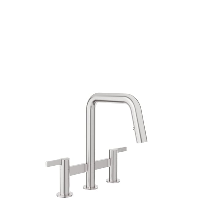 Baril VISION IV Bridge Kitchen Faucet with 2-function Pull-Down Spray CUI-9220-02L in Stainless Steel