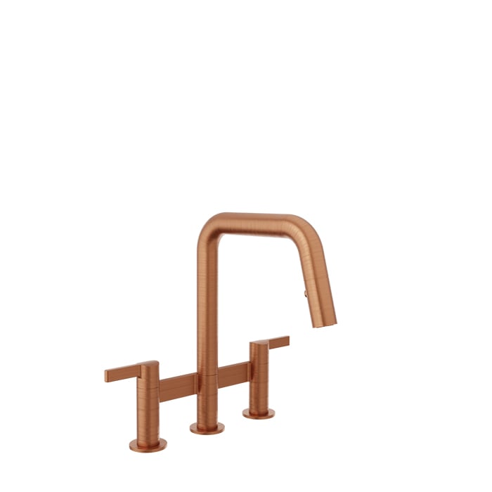 Baril VISION IV Bridge Kitchen Faucet with 2-function Pull-Down Spray CUI-9220-02L in Satin Copper