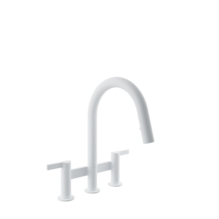 Baril VISION Bridge Kitchen Faucet with 2-function Pull-Down Spray CUI-9225-02L in White