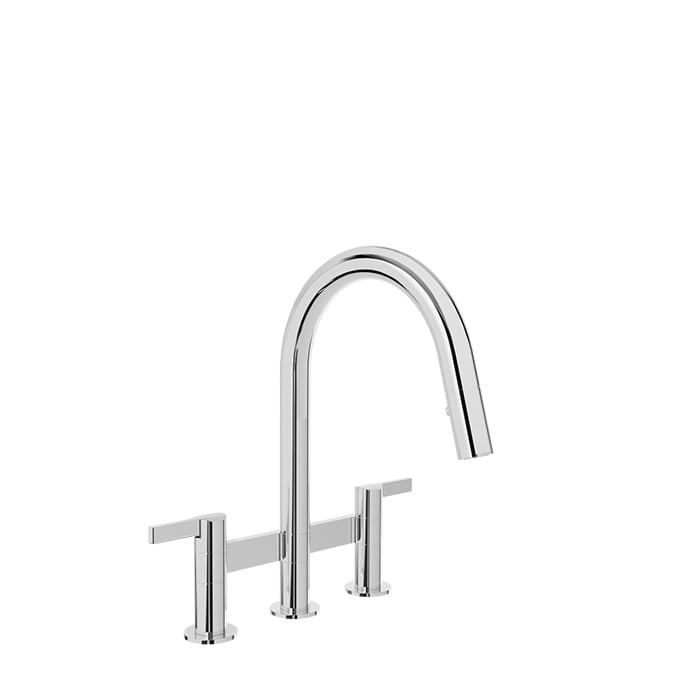 Baril VISION Bridge Kitchen Faucet with 2-function Pull-Down Spray CUI-9225-02L in Chrome