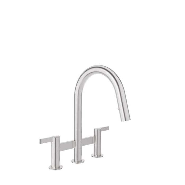 Baril VISION Bridge Kitchen Faucet with 2-function Pull-Down Spray CUI-9225-02L in Stainless Steel