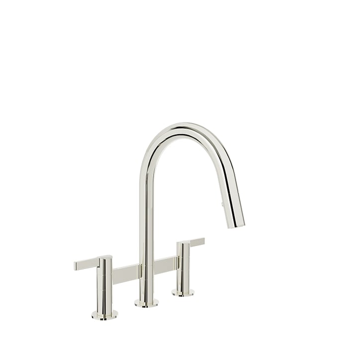Baril VISION Bridge Kitchen Faucet with 2-function Pull-Down Spray CUI-9225-02L in Polished Nickel
