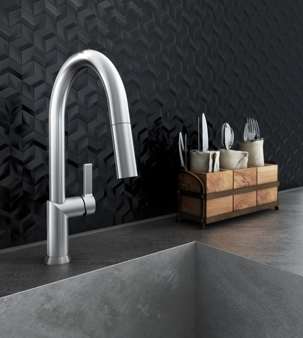 Baril VISION Single-Hole Kitchen Faucet with 2-function Pull-Down Spray CUI-9245-02L (Baril photo)