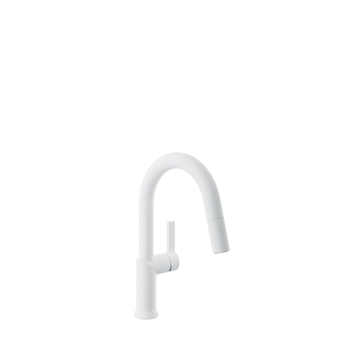Baril VISION Single-Hole Bar / Prep Kitchen Faucet with 2-function Pull-Down Spray CUI-9247-02L in White