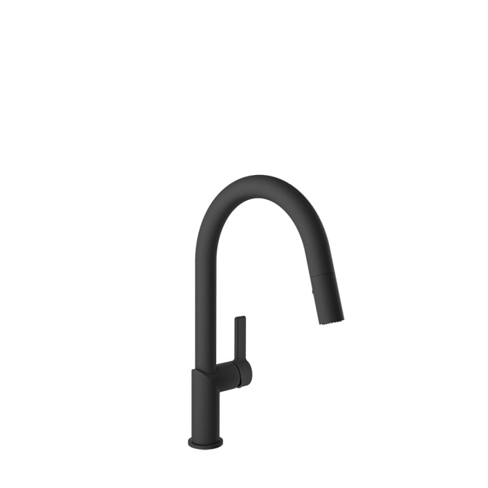 Baril VISION Single-Hole Kitchen Faucet with 2-function Pull-Down Spray CUI-9249-02L in Matte Black