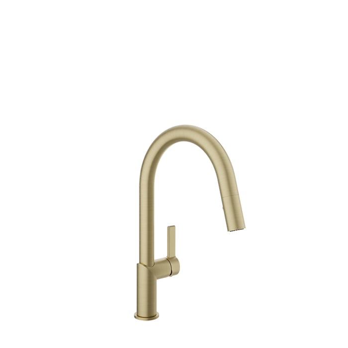 Baril VISION Single-Hole Kitchen Faucet with 2-function Pull-Down Spray CUI-9249-02L in Satin Brass