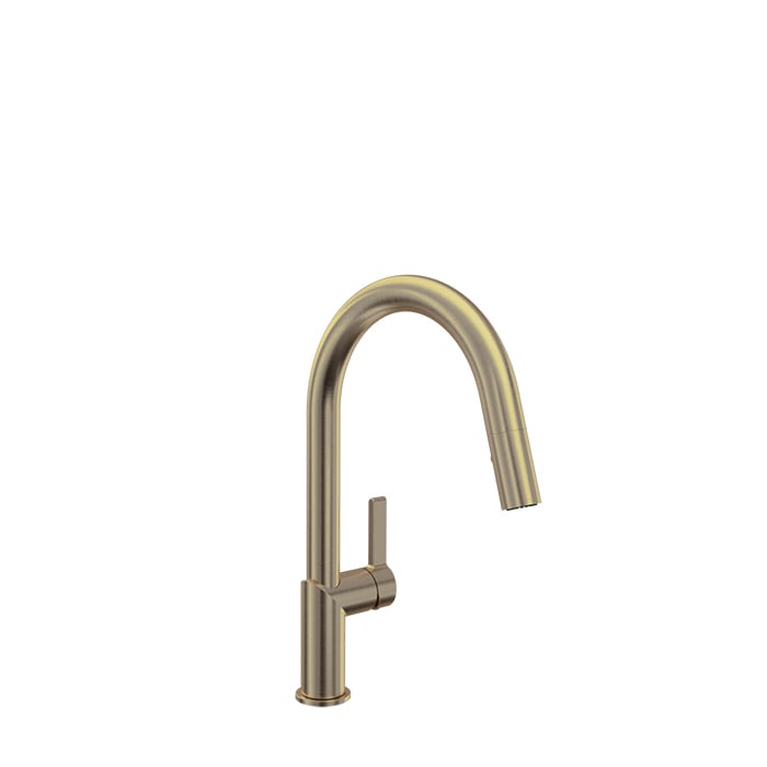 Baril VISION Single-Hole Kitchen Faucet with 2-function Pull-Down Spray CUI-9249-02L in Warm Gold