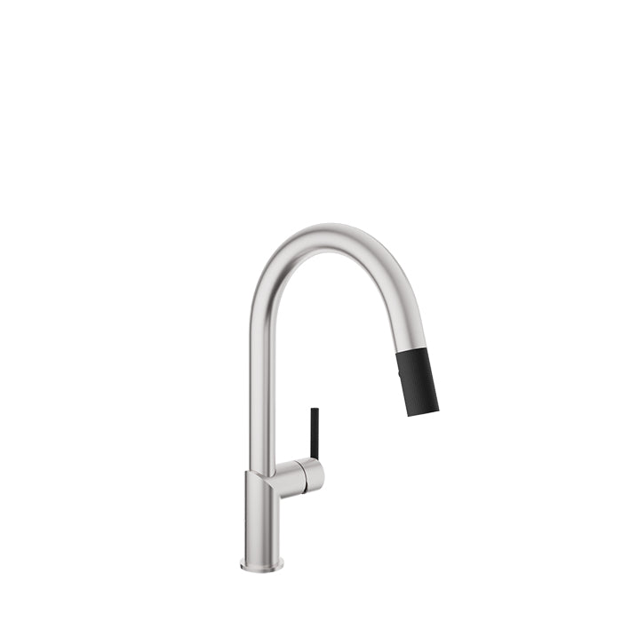 Baril VISION Single-Hole Kitchen Faucet with 2-function Pull-Down Spray CUI-9249-22L in Stainless Steel / Matte Black