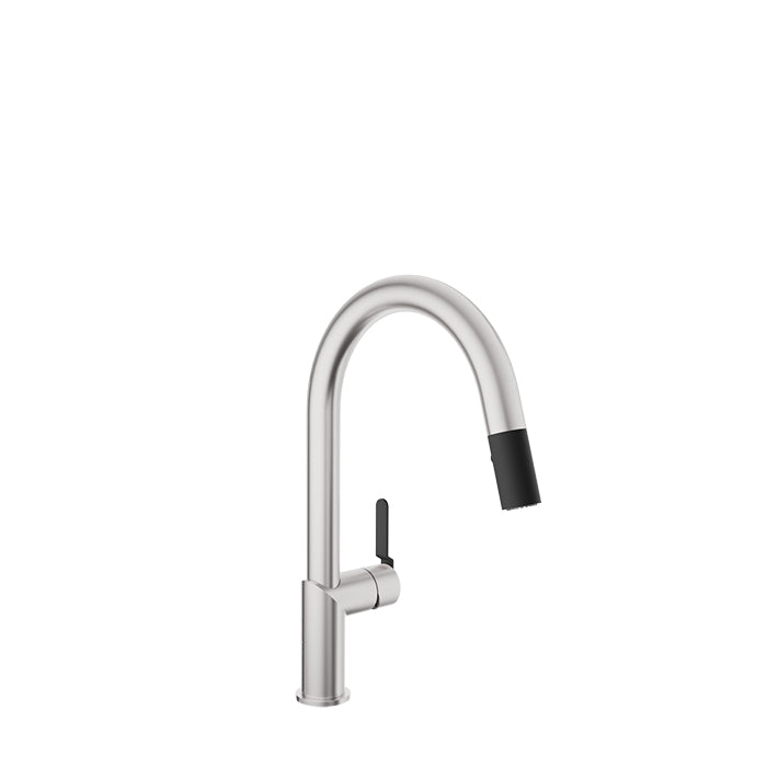 Baril VISION Single-Hole Kitchen Faucet with 2-function Pull-Down Spray CUI-9249-32L in Stainless Steel / Matte Black