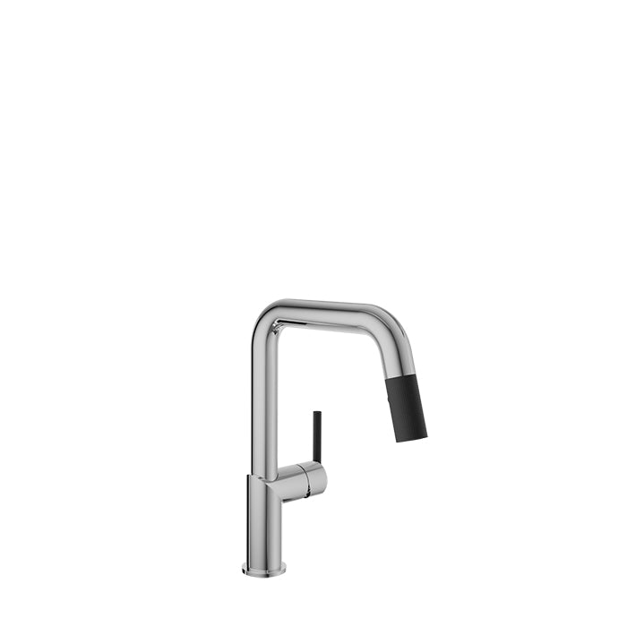 Baril VISION Single-Hole Kitchen Faucet with 2-function Pull-Down Spray CUI-9250-22L in Chrome / Matte Black