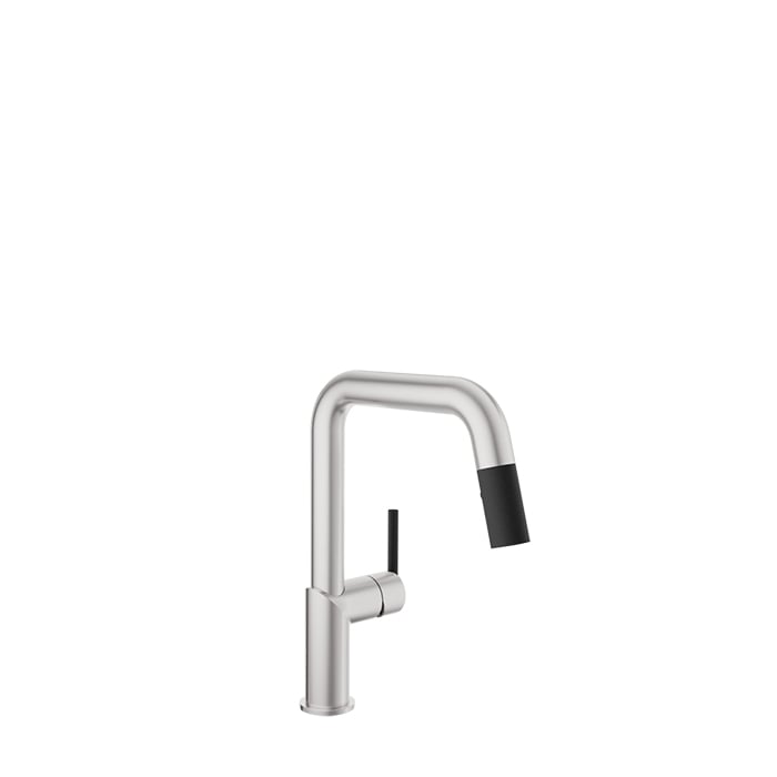 Baril VISION Single-Hole Kitchen Faucet with 2-function Pull-Down Spray CUI-9250-22L in Stainless Steel / Matte Black