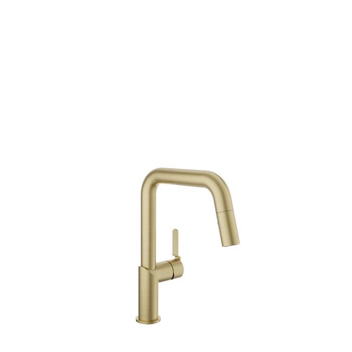 Baril VISION Single-Hole Kitchen Faucet with 2-function Pull-Down Spray CUI-9250-32L in Satin Brass