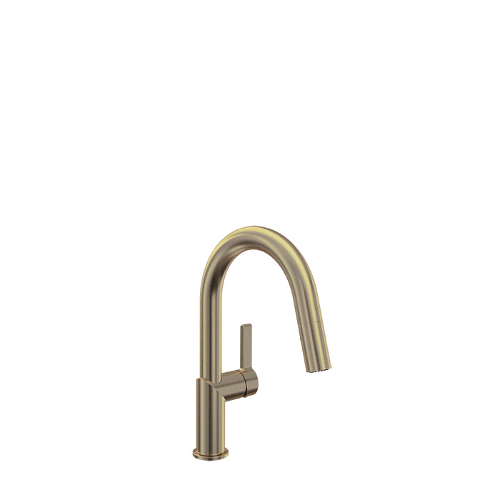 Baril VISION Single-Hole Bar / Prep Kitchen Faucet with 2-function Pull-Down Spray CUI-9255-02L in Warm Gold