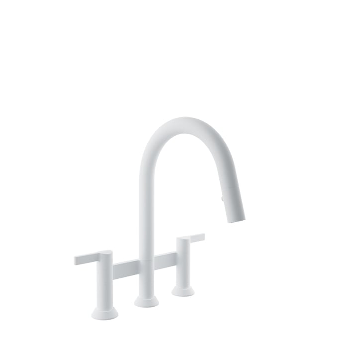 Baril ARTE Bridge Kitchen Faucet with 2-function Pull-Down Spray CUI-9320-02L in White