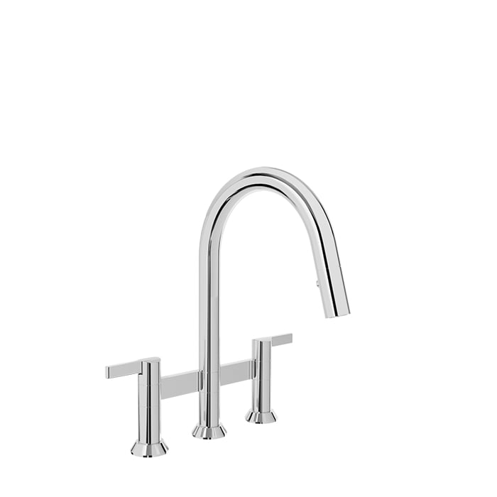 Baril ARTE Bridge Kitchen Faucet with 2-function Pull-Down Spray CUI-9320-02L in Chrome