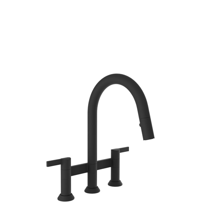 Baril ARTE Bridge Kitchen Faucet with 2-function Pull-Down Spray CUI-9320-02L in Matte Black