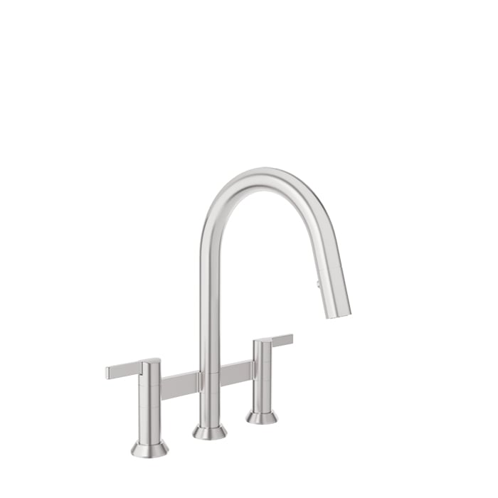 Baril ARTE Bridge Kitchen Faucet with 2-function Pull-Down Spray CUI-9320-02L in Stainless Steel