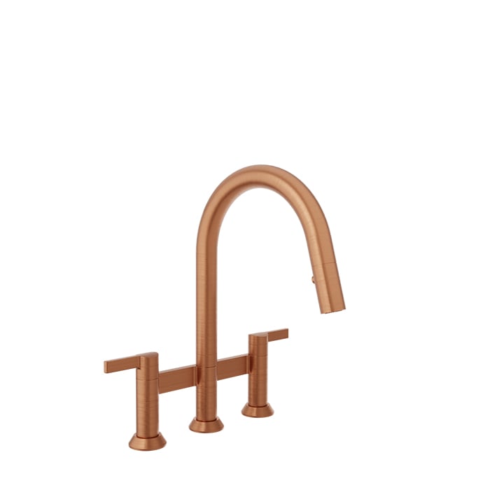 Baril ARTE Bridge Kitchen Faucet with 2-function Pull-Down Spray CUI-9320-02L in Satin Copper