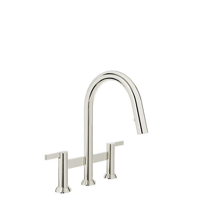 Baril ARTE Bridge Kitchen Faucet with 2-function Pull-Down Spray CUI-9320-02L in Polished Nickel