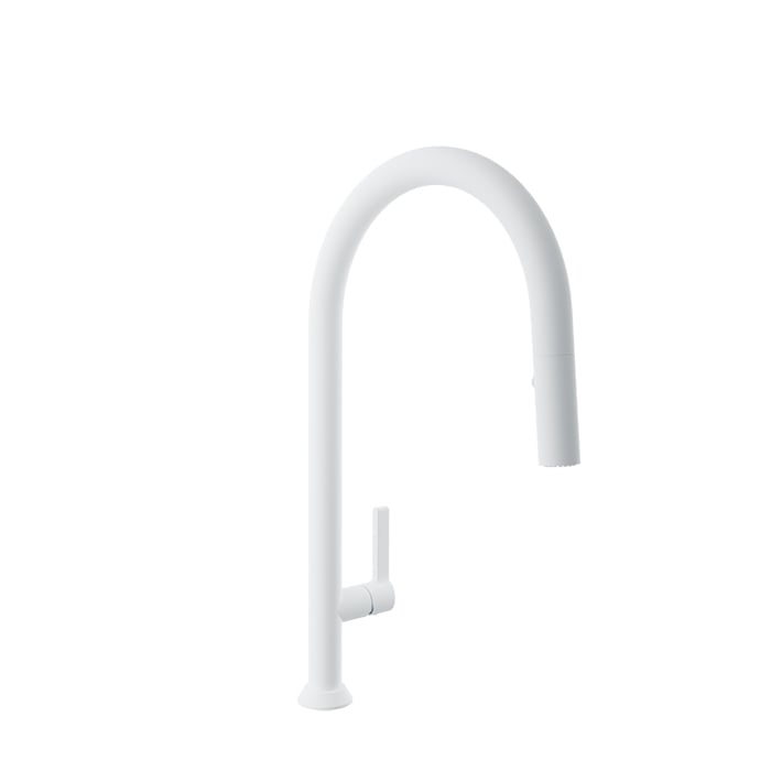 Baril ARTE High Single-Hole Kitchen Faucet with 2-function Pull-Down Spray CUI-9335-02L in White