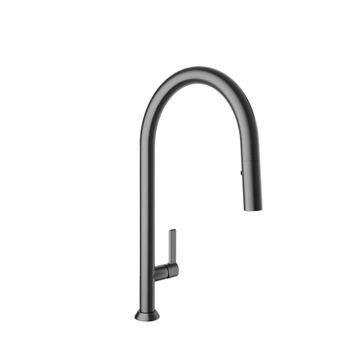 Baril ARTE High Single-Hole Kitchen Faucet with 2-function Pull-Down Spray CUI-9335-02L in Black Titanium