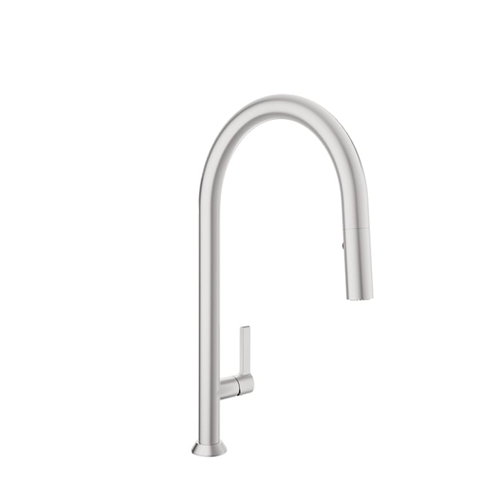 Baril ARTE High Single-Hole Kitchen Faucet with 2-function Pull-Down Spray CUI-9335-02L in Stainless Steel