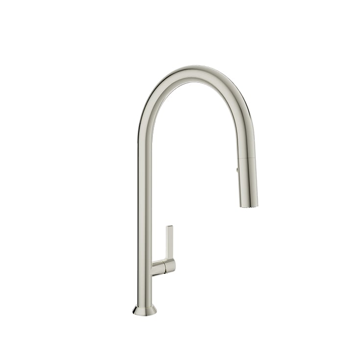 Baril ARTE High Single-Hole Kitchen Faucet with 2-function Pull-Down Spray CUI-9335-02L in Polished Nickel