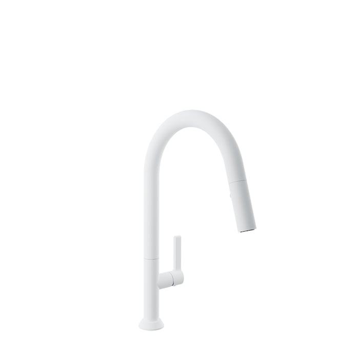 Baril ARTE High Single-Hole Kitchen Faucet with 2-function Pull-Down Spray CUI-9340-02L in White