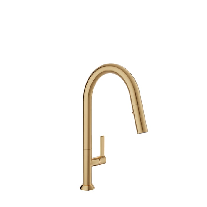 Baril ARTE High Single-Hole Kitchen Faucet with 2-function Pull-Down Spray CUI-9340-02L in Gold