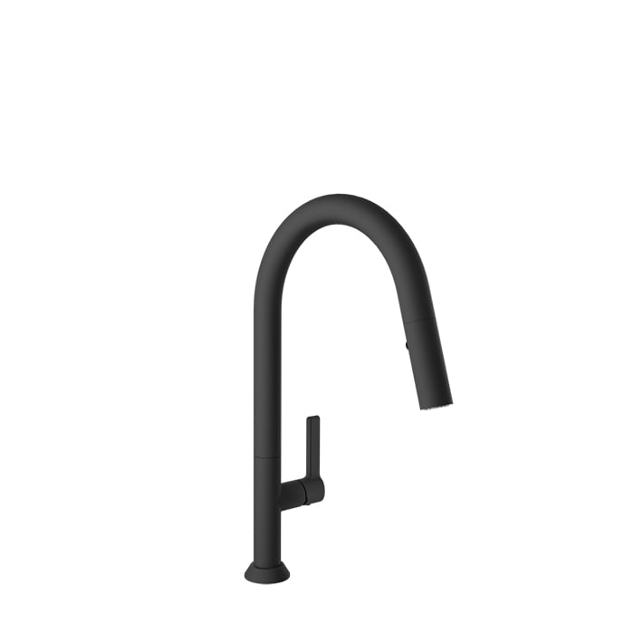 Baril ARTE High Single-Hole Kitchen Faucet with 2-function Pull-Down Spray CUI-9340-02L in Matte Black