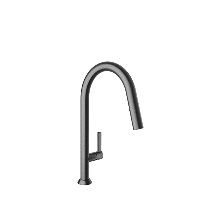 Baril ARTE High Single-Hole Kitchen Faucet with 2-function Pull-Down Spray CUI-9340-02L in Black Titanium