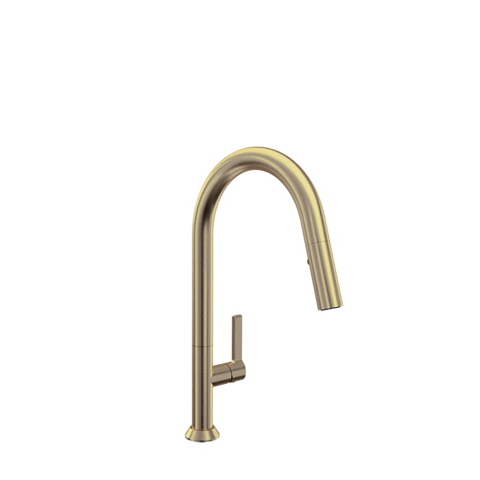 Baril ARTE High Single-Hole Kitchen Faucet with 2-function Pull-Down Spray CUI-9340-02L in Warm Gold