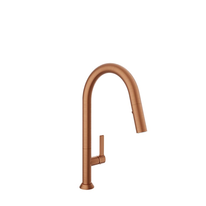 Baril ARTE High Single-Hole Kitchen Faucet with 2-function Pull-Down Spray CUI-9340-02L in Satin Copper