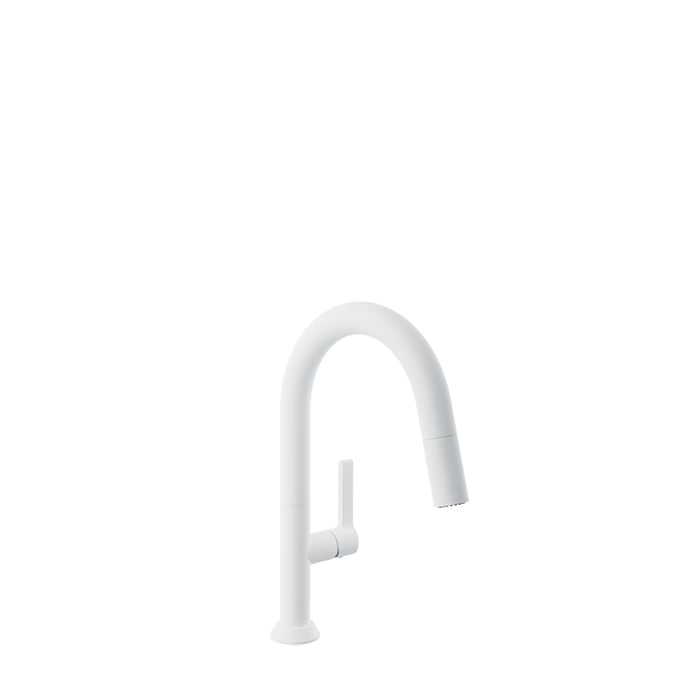 Baril ARTE Single-Hole Bar / Prep Kitchen Faucet with 2-function Pull-Down Spray CUI-9345-02L in White