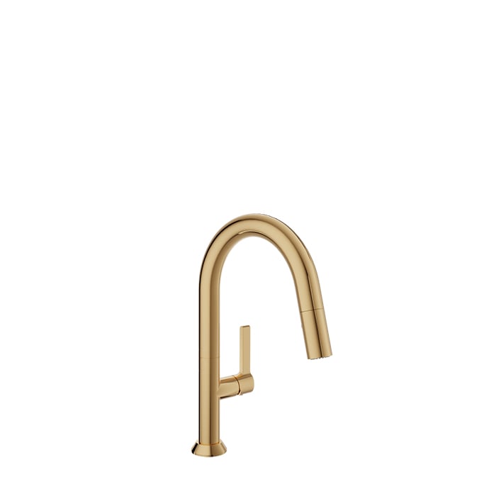 Baril ARTE Single-Hole Bar / Prep Kitchen Faucet with 2-function Pull-Down Spray CUI-9345-02L in Gold