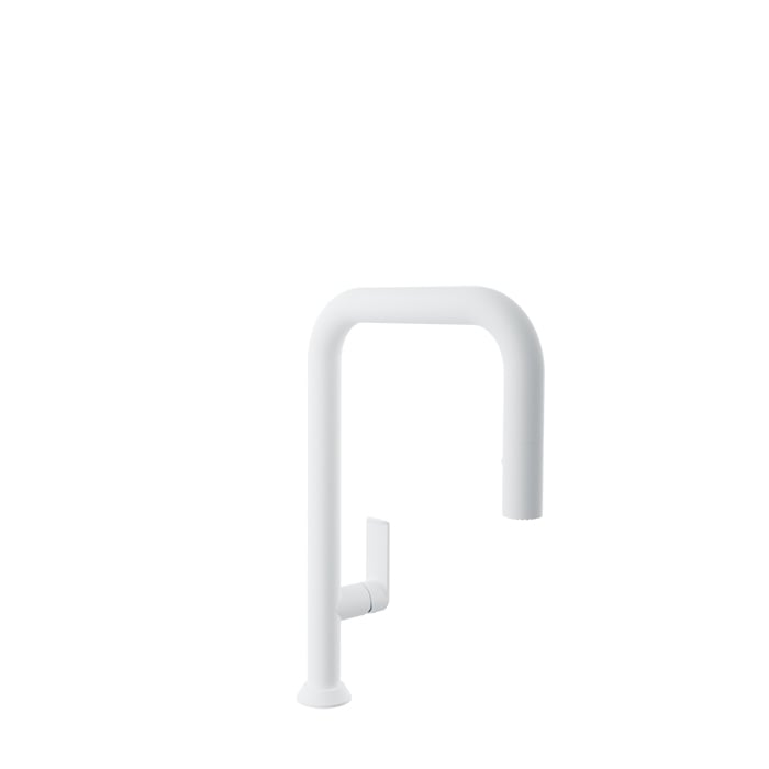 Baril TUBE Single-Hole Kitchen Faucet with 2-function Pull-Down Spray CUI-9350-02L in White