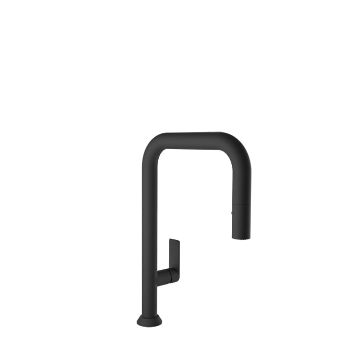 Baril TUBE Single-Hole Kitchen Faucet with 2-function Pull-Down Spray CUI-9350-02L in Matte Black