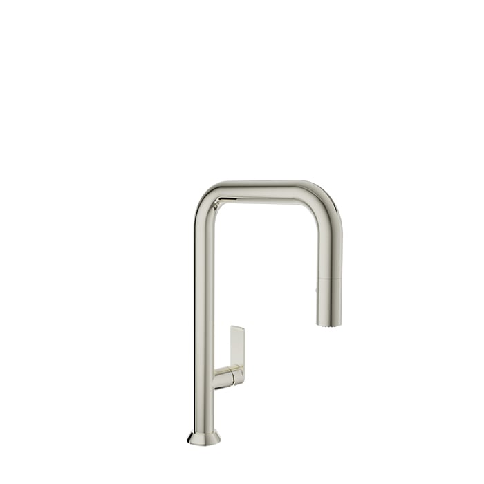 Baril TUBE Single-Hole Kitchen Faucet with 2-function Pull-Down Spray CUI-9350-02L in Polished Nickel