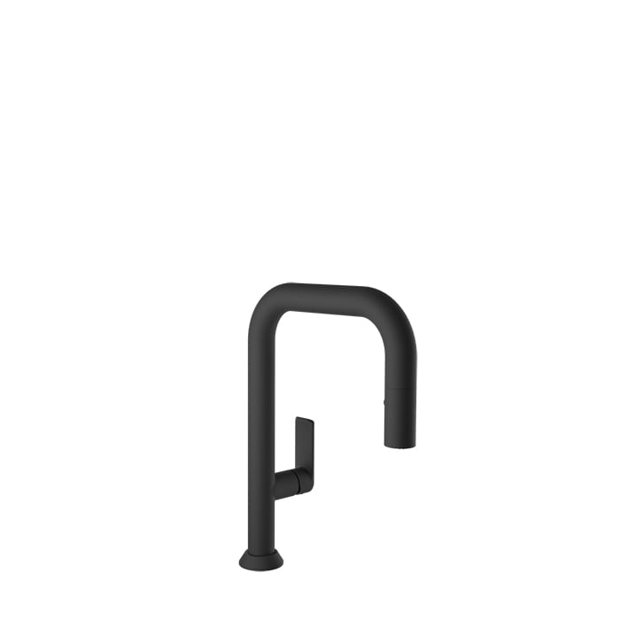 Baril TUBE Single-Hole Bar / Prep Kitchen Faucet with 2-function Pull-Down Spray CUI-9352-02L in Matte Black