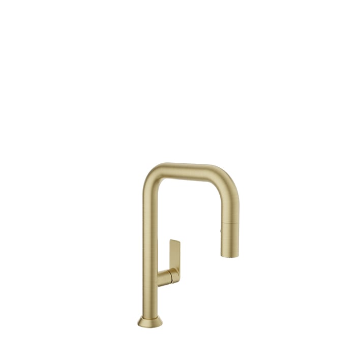 Baril TUBE Single-Hole Bar / Prep Kitchen Faucet with 2-function Pull-Down Spray CUI-9352-02L in Satin Brass